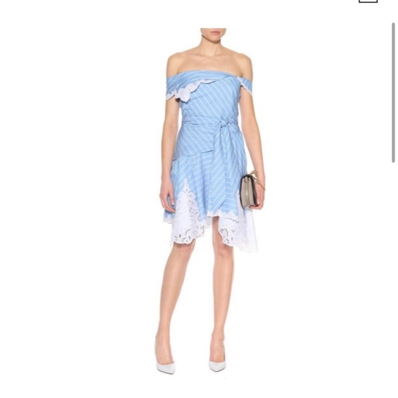 Jonathan Simkhai Blue & White Light Striped Lace-trimmed Casual Dress- size 2 - Picture 9 of 9